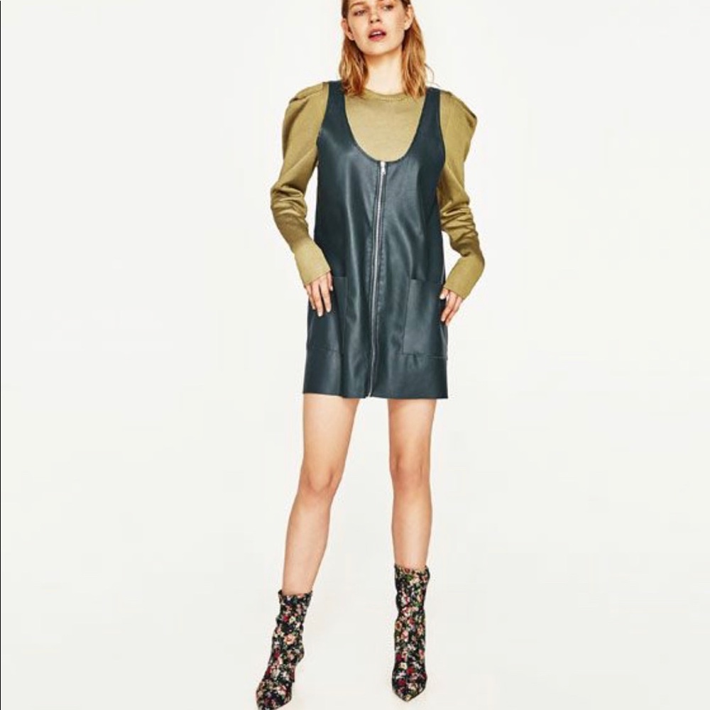 Zara knit leather faux dress